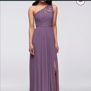 Wisteria bridesmaid dress one shoulder